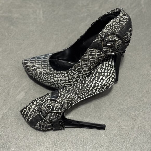 Chic ROCAWEAR Gray Croc-Embossed Heels – Women’s Size 8 – New w/ Partial Tags - Picture 4 of 11